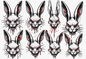 satanic rabbit with bloody face tattoo idea