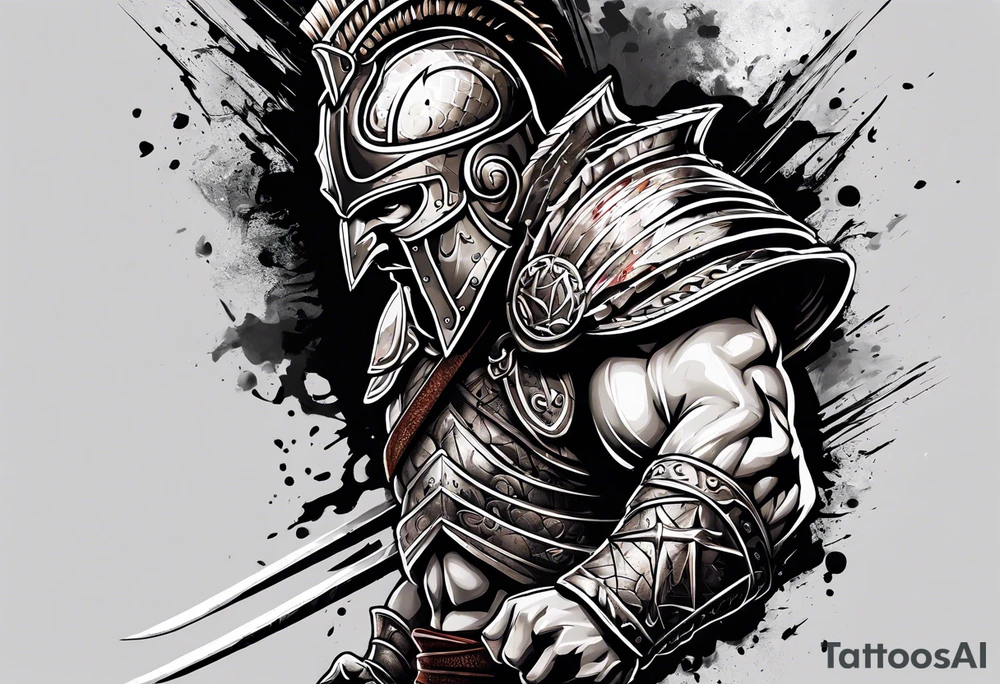 Ripped angry gladiator tattoo idea