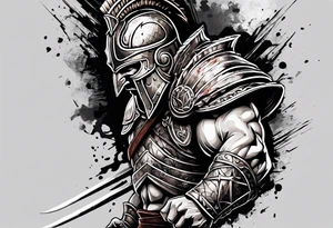 Ripped angry gladiator tattoo idea