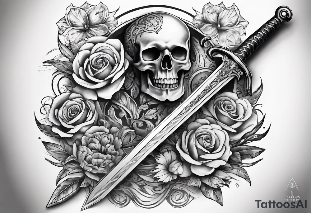 sword tattoo for back
with words memento mori tattoo idea