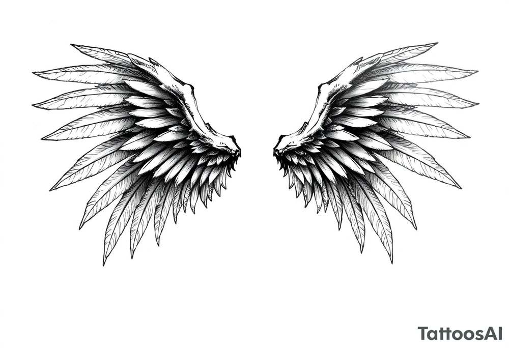 Long Angelwings tattoo idea