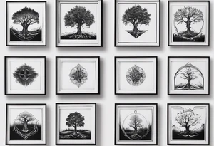 POV under a tree square framed minimalistic tattoo idea