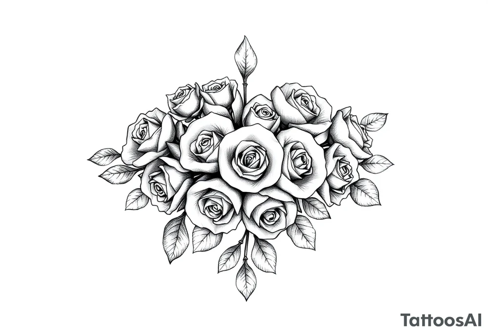 A lot of Small Roses in a diamond shape tattoo idea