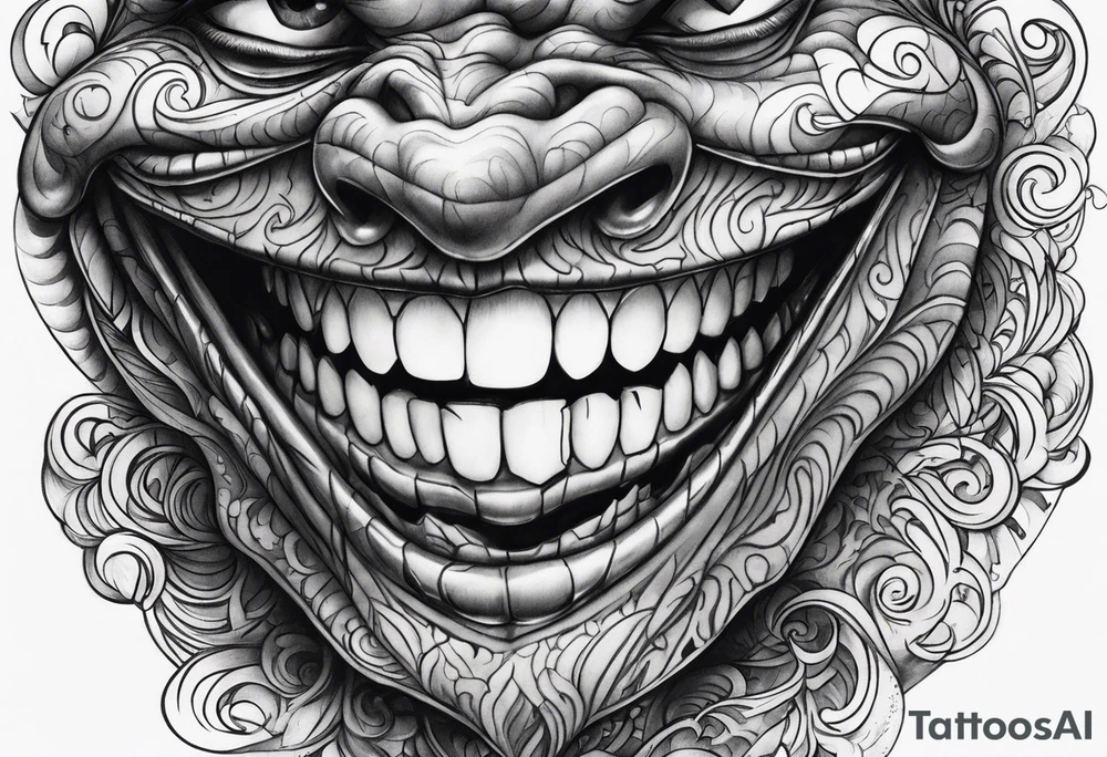 Fuck everything scary smile face tattoo idea