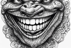 Fuck everything scary smile face tattoo idea
