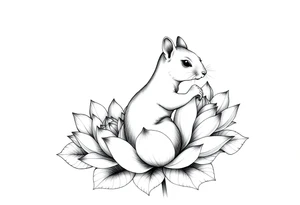 rabbid squirrel blooming lotus flowers tattoo idea