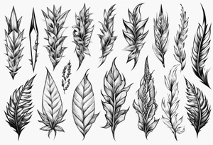 full arm. pointy leaves tattoo idea