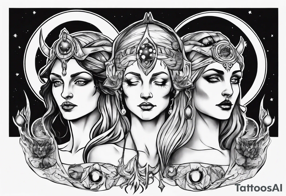 The High Priestesses. Hecate, Artemis and Selene as one. Representing Magic, Intuition and The Moon. tattoo idea