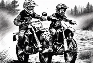 Sister and brother riding dirtbikes together tattoo idea