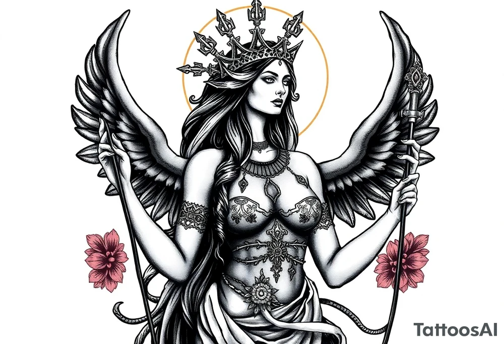 Dark style eris goddess tattoo idea