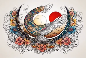 Libélula sobre sombra de luna llena, con toques de color tattoo idea