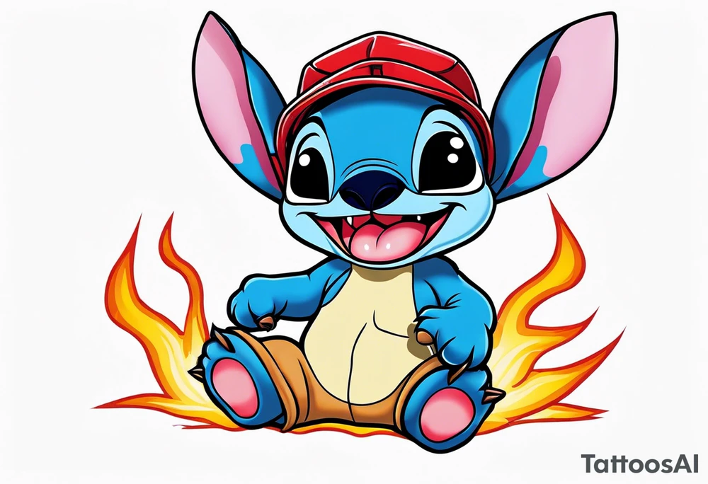 Baby stitch with welding hat tattoo idea
