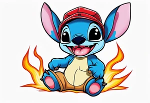 Baby stitch with welding hat tattoo idea