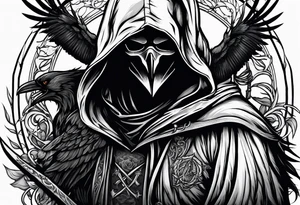 Crows around grim reaper tattoo idea