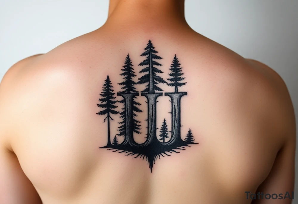 Triple J or three J's to represent a family. It should include trees in the design but have either three J's or "Triple J" in the design. It should have limited coloring. Design and size should be created for arm or small section of shoulder or body. tattoo idea