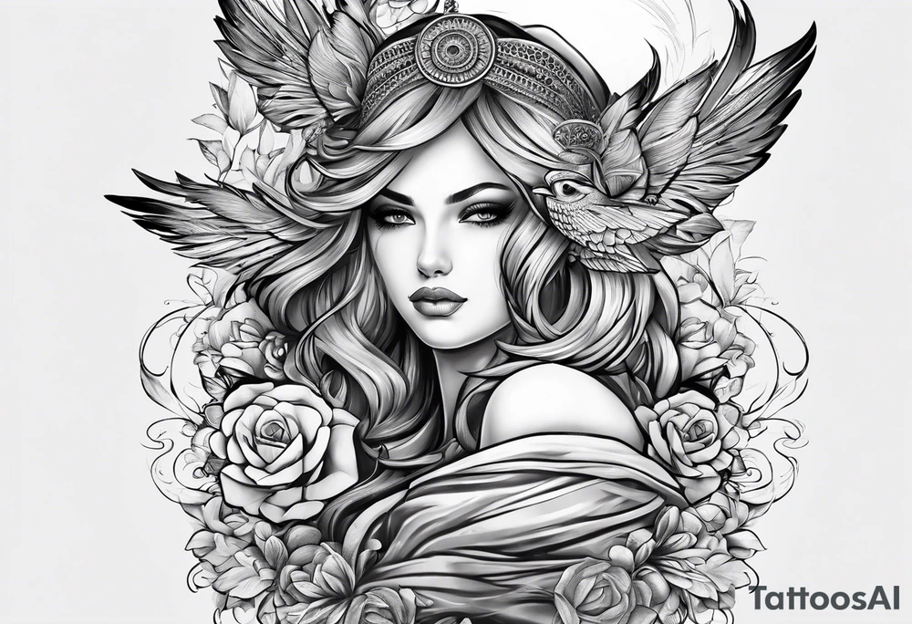 Immagine con acchiappa sogni e doppia personalità tattoo idea Immagine con acchiappa sogni e doppia personalità tattoo idea