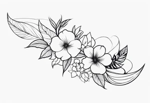 floral leg sleeve with stingray tattoo idea