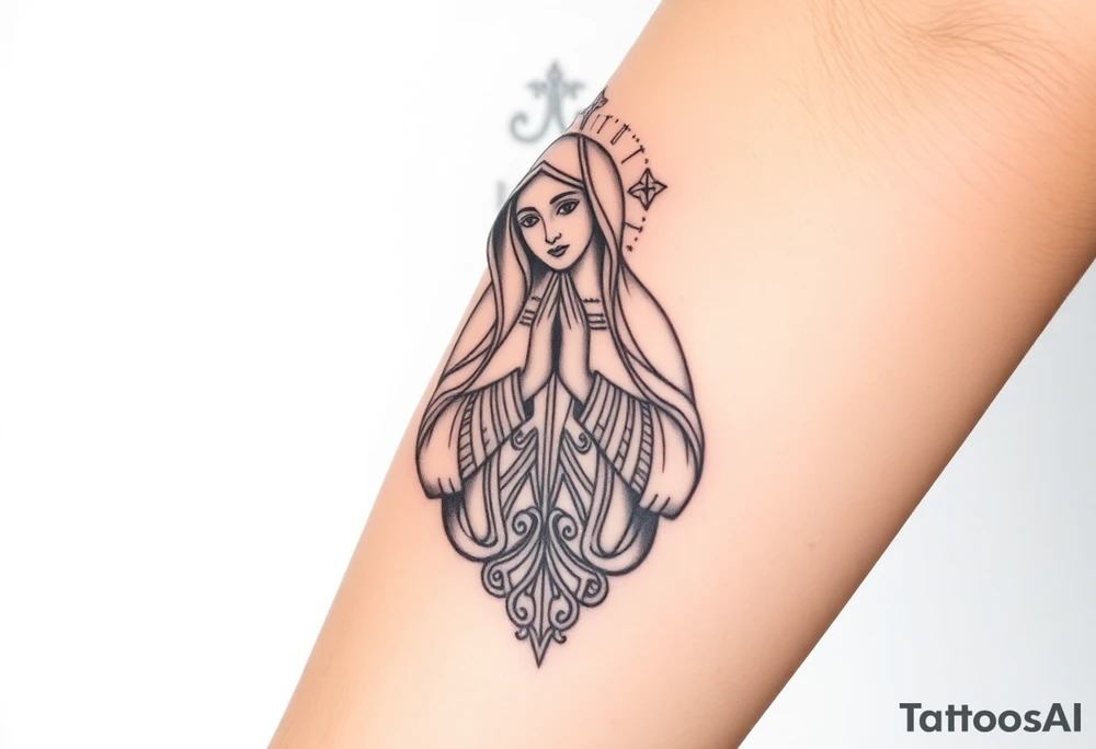 Russian orthodox virgin mary crossing arms tattoo idea