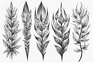 full arm. pointy leaves tattoo idea