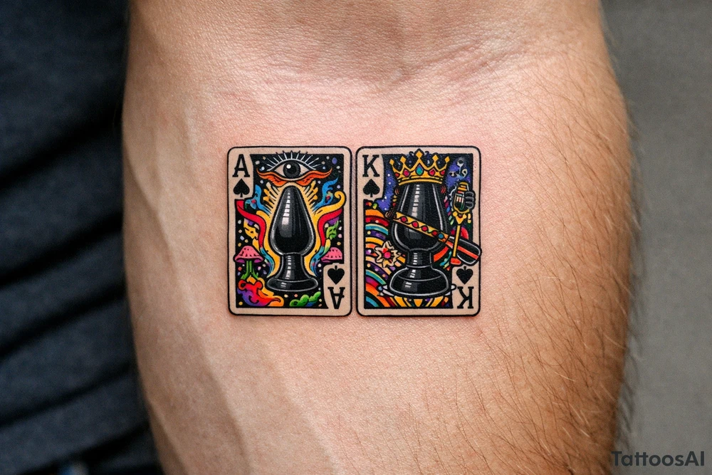 poker cards, ace king of butt plugs tattoo idea