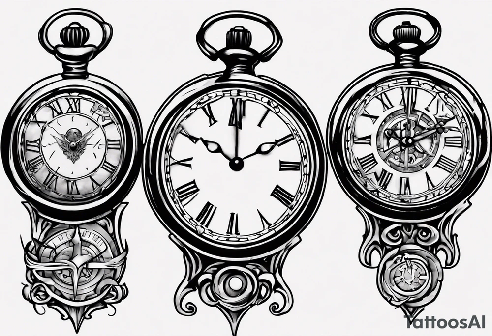 Roman numeral 4 highlighted on antient pocket watch tattoo idea