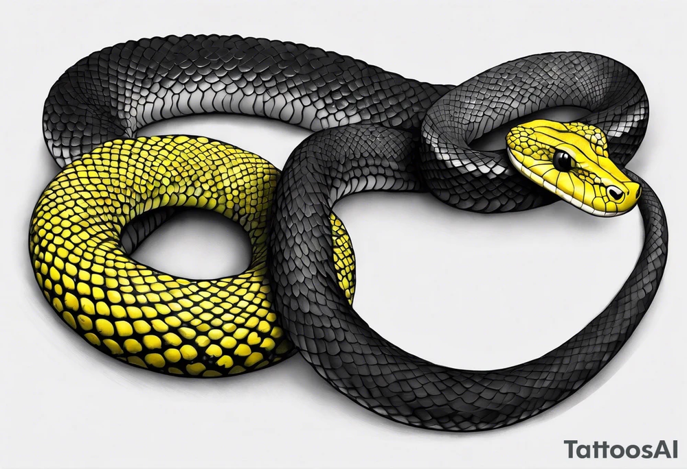Black and grey realistic yellow blotched pit viper snake with rainforest background on forearm. I want the snake to look aggressive with mouth open showing fangs tattoo idea