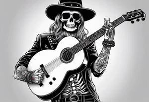 skeleton holding a guitar tattoo idea