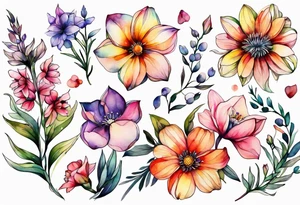 wild flowers all watercolor tattoo idea
