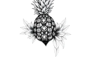 To cover pubic area vagina and anus using a bushy pineapple with diamonds  and magestic tattoo idea