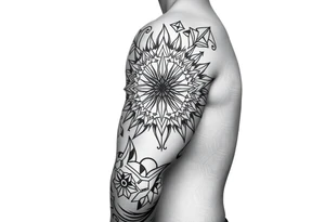bold line ornamentaali viikinkikompassi tattoo idea