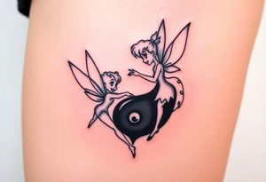 Walt Disney   tinker bell and winer tinker bell  in the form of a ying yang sign add Peter  Pan and   Wendy Darling tattoo idea