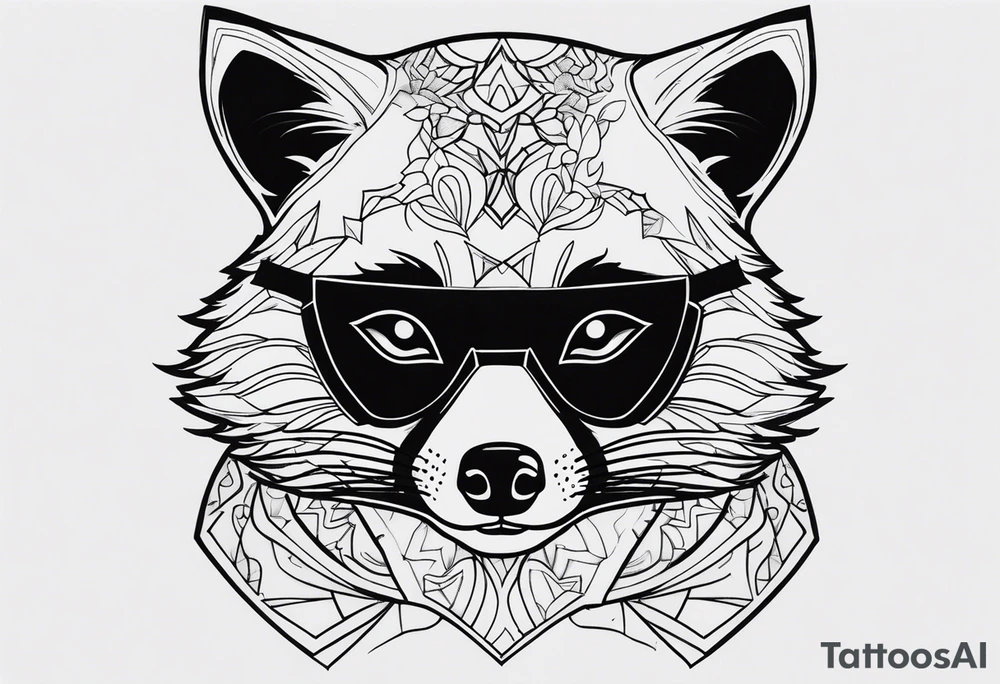 Cute raccoon with a mask tattoo idea