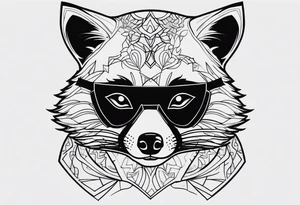 Cute raccoon with a mask tattoo idea