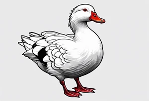 White Muscovy Duck with red beak and bumps on nose tattoo idea