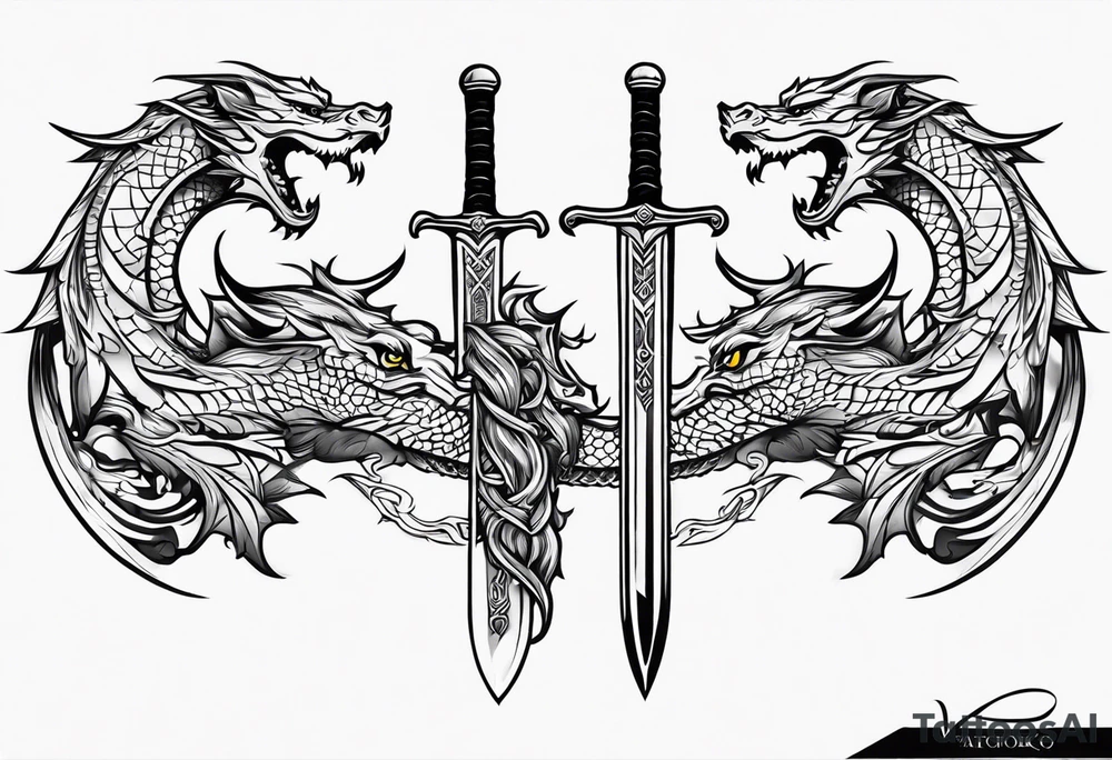 Valhalla  dragon sword symbol tattoo idea