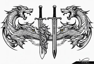Valhalla  dragon sword symbol tattoo idea
