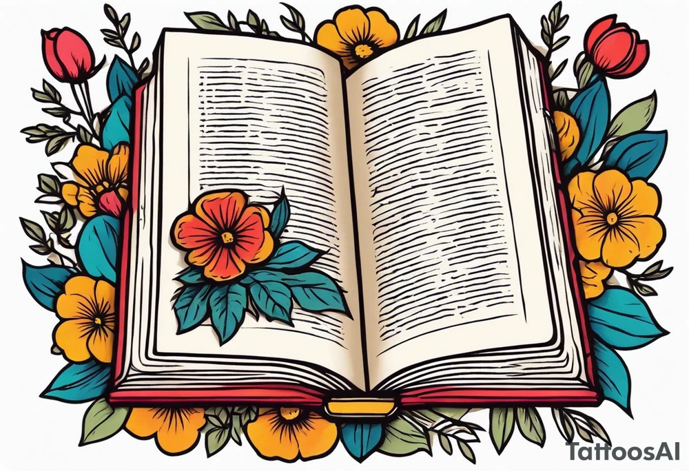 open bible
old school vintage simple traditional design surrounded by vintage flowers


bold color simple tattoo idea