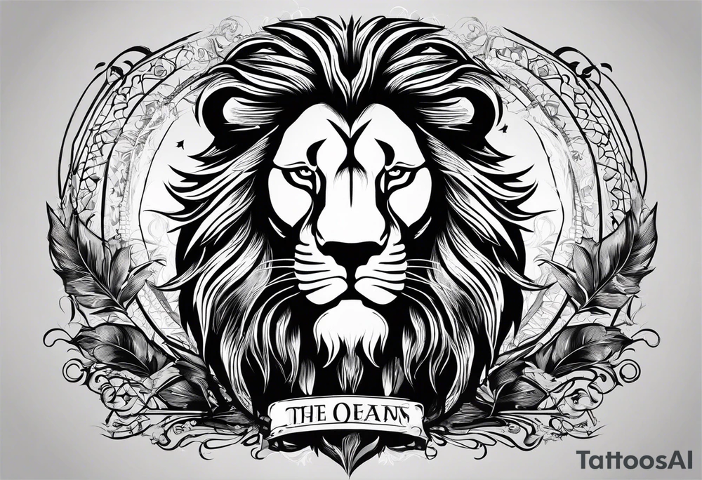 The last names Lyons, Powers, and Mast all listed out. A lion head below the lion. A Powers whiskey bottle below Powers. A Mastadon with tusks below Mast. tattoo idea