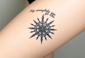 Sundial casting shadow with handwriting “Hug somebody ya like” above. tattoo idea