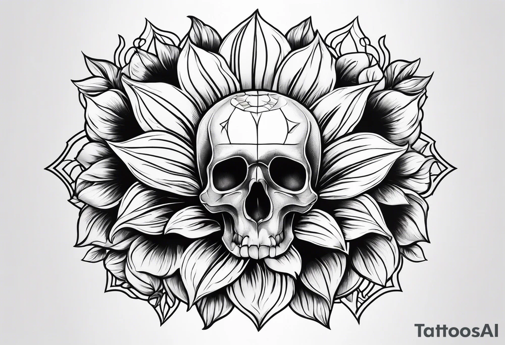 Sunflower, skull,
 mental health tattoo idea