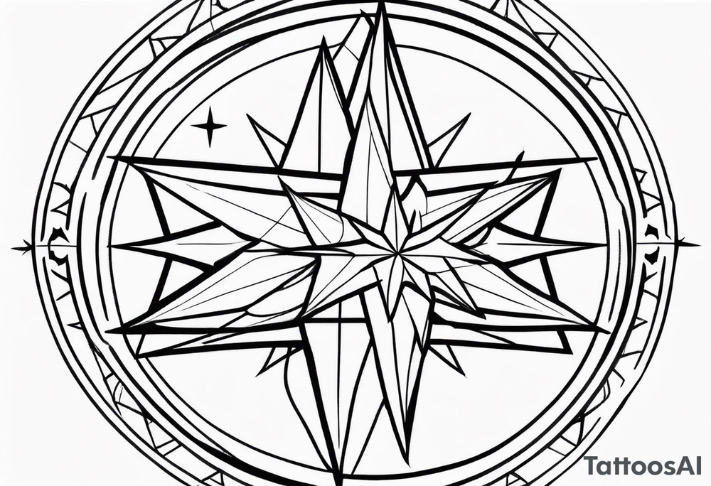 Compass rose with stars tattoo idea