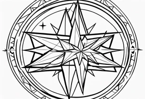 Compass rose with stars tattoo idea