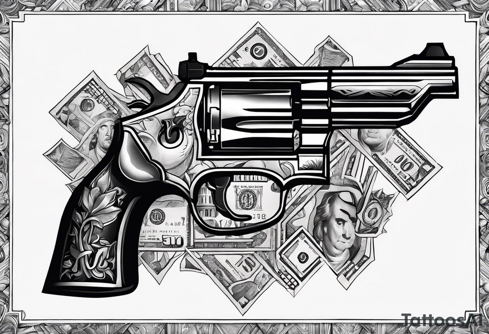Money Withs Guns tattoo idea