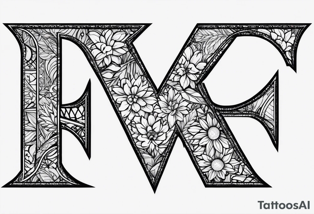 A dog paw with the letters K,F,K,A in each dog paw tattoo idea