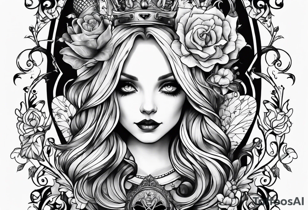 Gothic Alice in wonderland tattoo idea