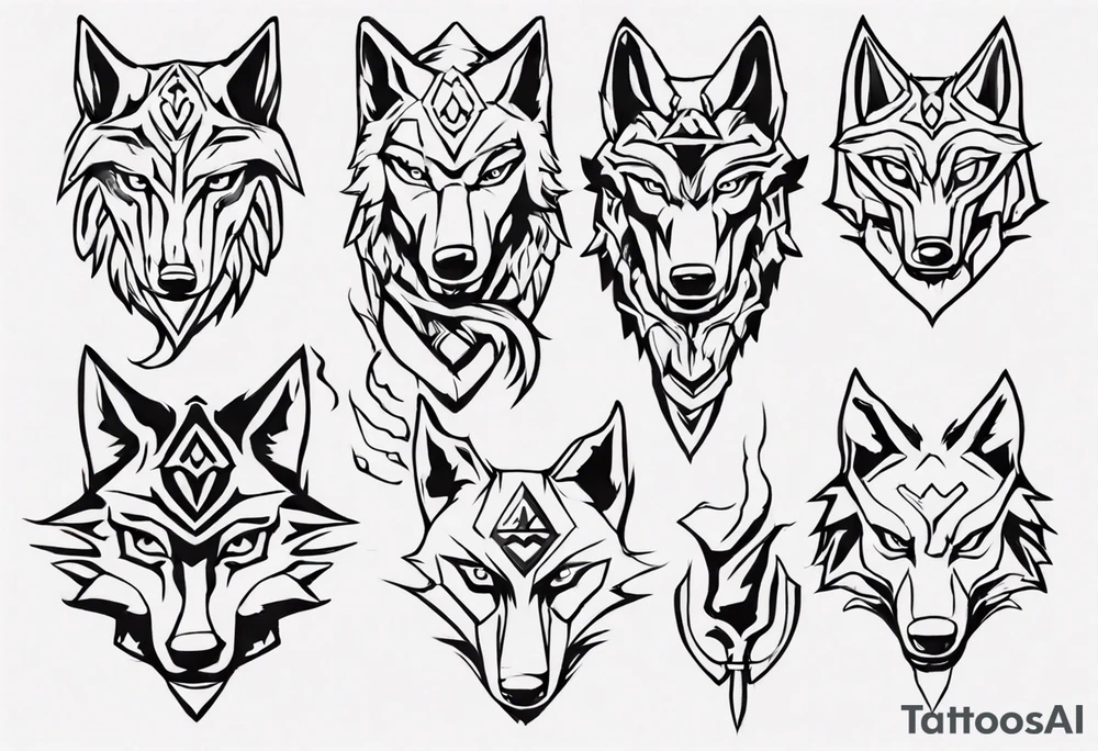 simple wolf head from zelda twilight princess front tattoo idea