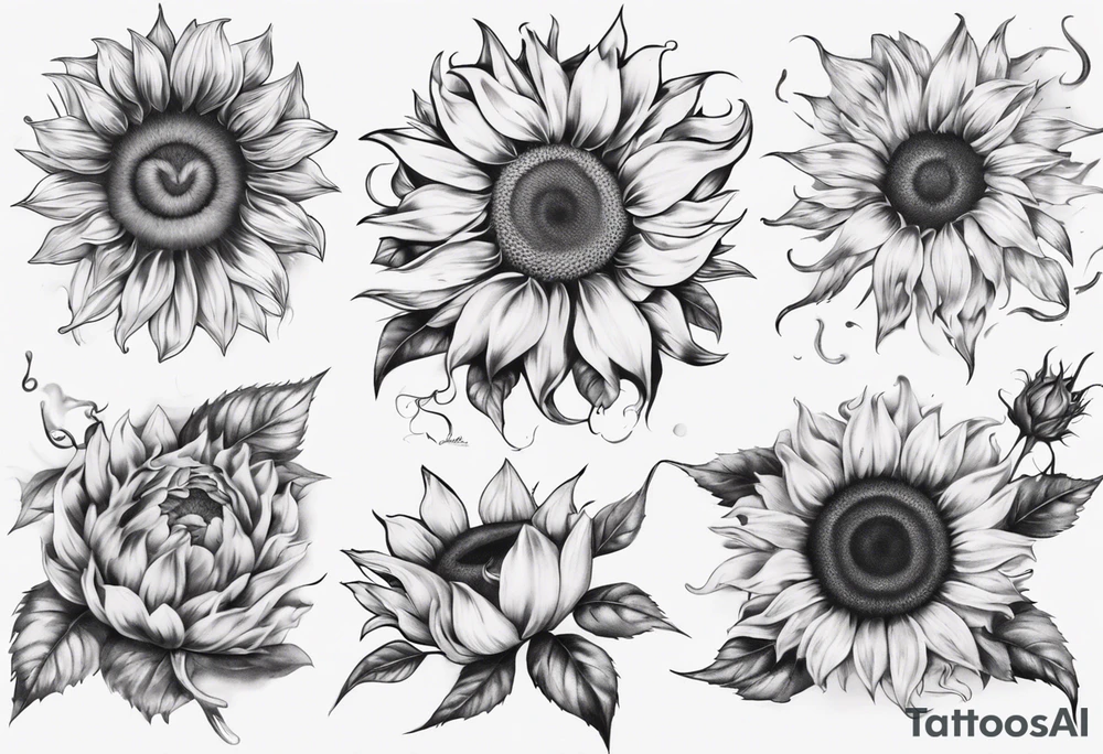 combining the letters E and H with a sunflower tattoo idea combining the letters E and H with a sunflower tattoo idea
