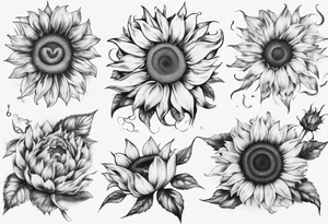 combining the letters E and H with a sunflower tattoo idea