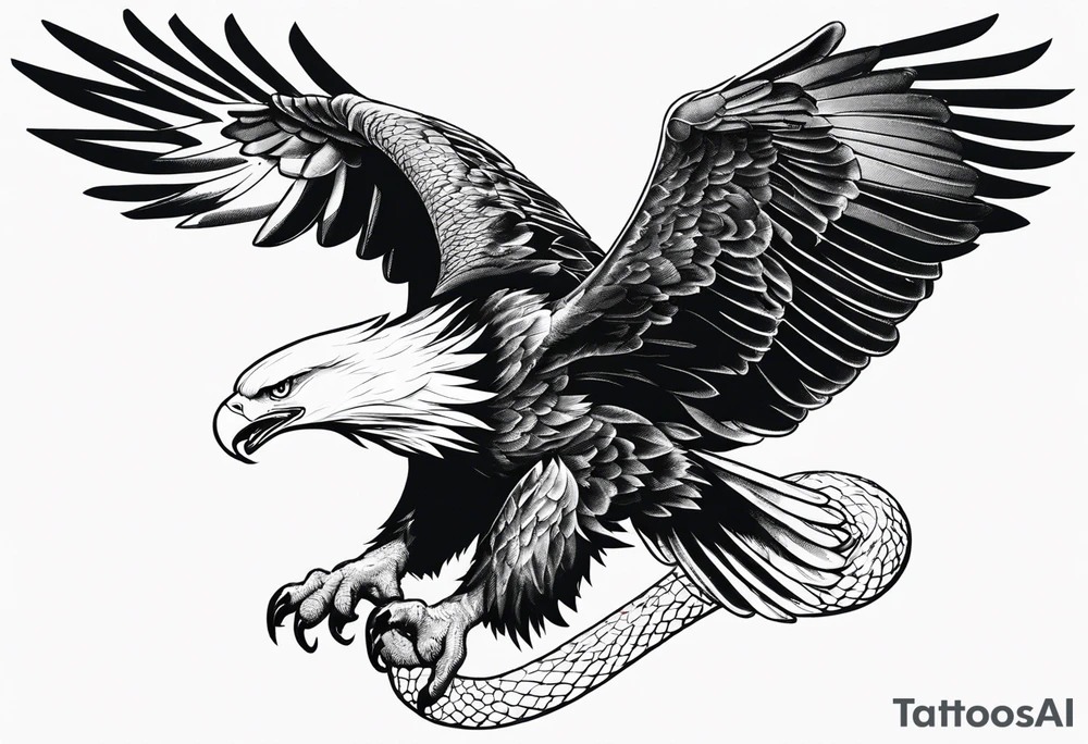 Eagle fighting with a snake it has clutched in its claws (placement on knee for a guy) tattoo idea