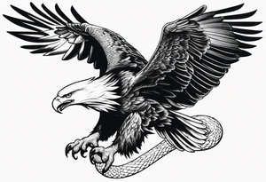 Eagle fighting with a snake it has clutched in its claws (placement on knee for a guy) tattoo idea